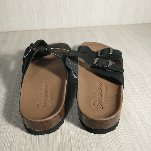 Skechers Women's Luxe Foam Relax Fit Two Strap Sandals in Black Size 6 - Picture 3 of 6